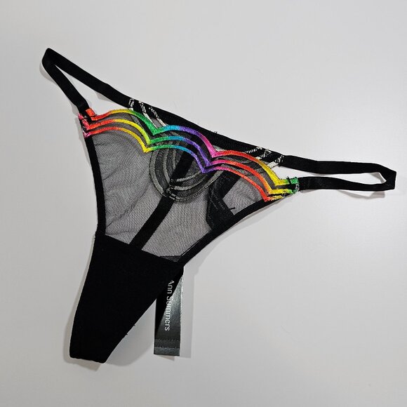 Ann Summers Rainbow / Black String Thong - Picture 1 of 4